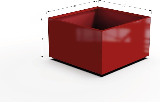 Plantercraft Powder-Coated Aluminum Planter Box - Square Cube - Metal All Weather | Indoor Outdoor | Made in USA | Fully Assembled