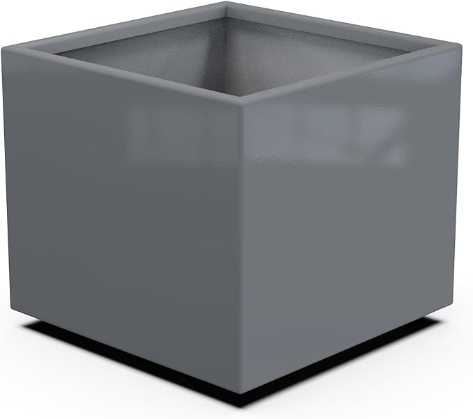 Plantercraft Powder-Coated Aluminum Planter Box - Square Cube - Metal All Weather | Indoor Outdoor | Made in USA | Fully Assembled