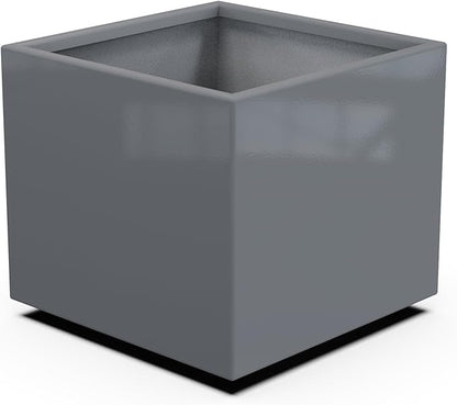 Plantercraft Powder-Coated Aluminum Planter Box - Square Cube - Metal All Weather | Indoor Outdoor | Made in USA | Fully Assembled