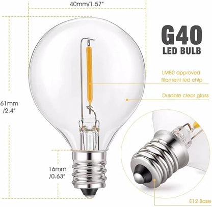 100FT Outdoor Patio Black String Lights with 52 Shatterproof G40 LED Clear Globe Bulbs for Indoor/Outdoor, 2-Pack 50FT Connectable Hanging Lights for Backyard Balcony Party Decor