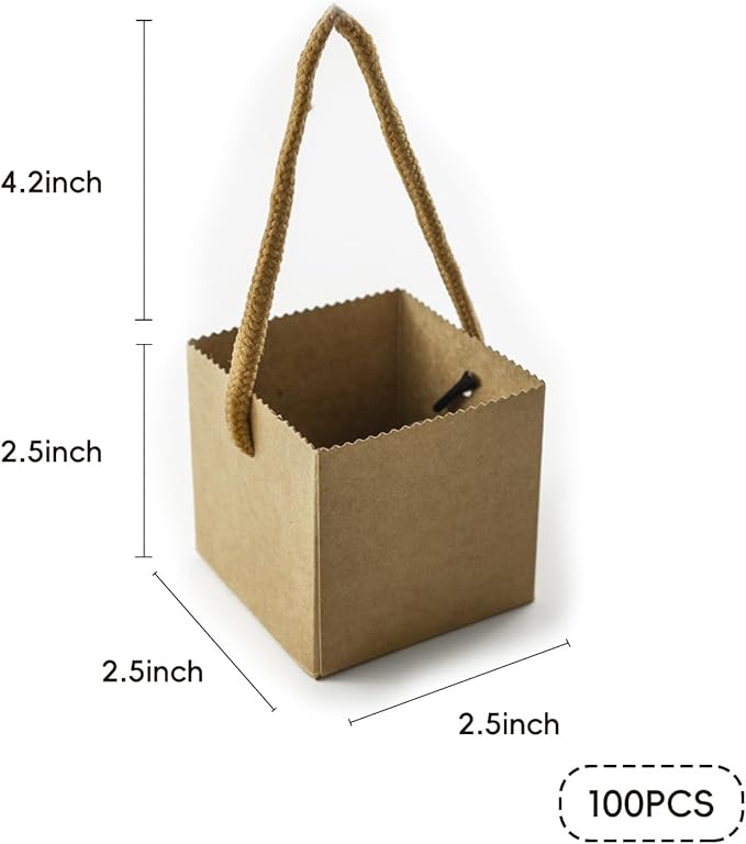Kraft Paper Succulent Green Plant Hand-Carry Box with Lamination, Suitable for Floral Arrangements Succulent Potted Plant Boxes 100PCS