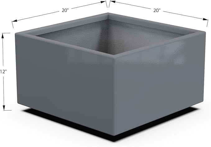 Plantercraft Powder-Coated Aluminum Planter Box - Square Cube - Metal All Weather | Indoor Outdoor | Made in USA | Fully Assembled