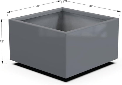 Plantercraft Powder-Coated Aluminum Planter Box - Square Cube - Metal All Weather | Indoor Outdoor | Made in USA | Fully Assembled