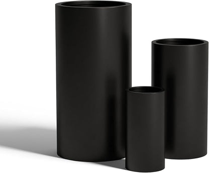 DTY Signature Mount Oxford Tall Outdoor Planter - Medium Black 23.6 Inch Height Modern Tall Planter Pot for Indoor & Outdoor Spaces - Stylish Planter for Contemporary Homes and Gardens