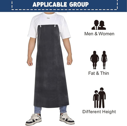 Neoprene Apron - 35’’ X 45’’ Plus Size Rubber Aprons Offers Chemical, Oil and Grease Protection, with Puncture and Abrasion Resistance 2PACK