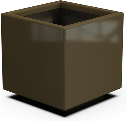Plantercraft Powder-Coated Aluminum Planter Box - Square Cube - Metal All Weather | Indoor Outdoor | Made in USA | Fully Assembled