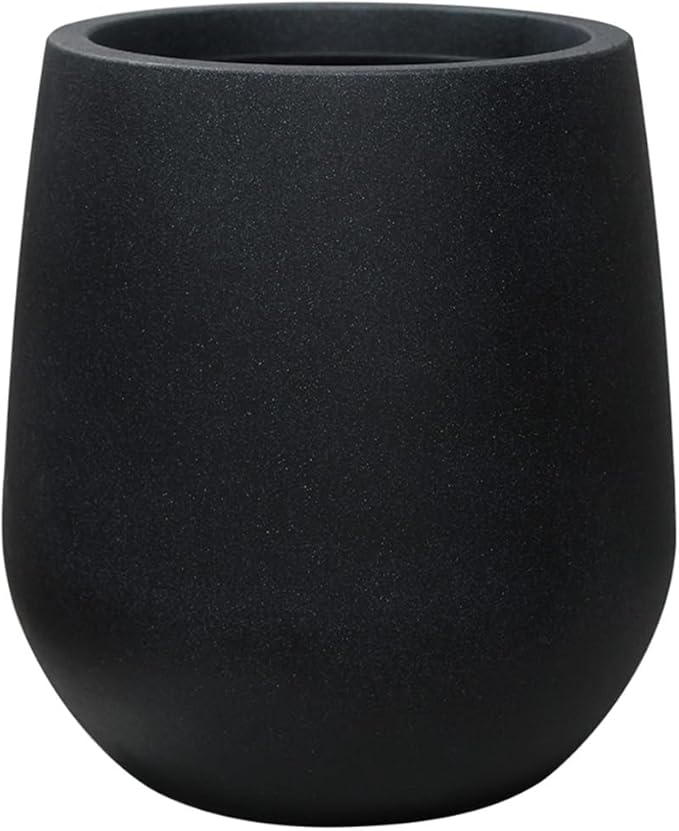 16.9 Inch Plastic Tall Planters for Outdoor Plants,Modern Black Round Tapered Flower Pot for Outdoor and Indoor Plants, Large Plant Pots with Drainage Holes and Rubber Plug for Home Garden Patio