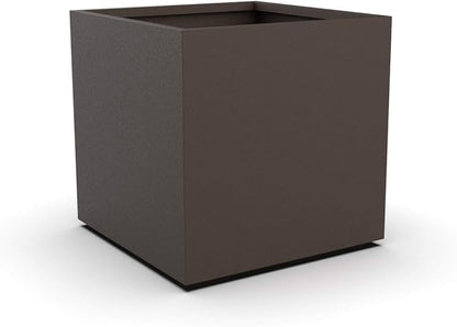 Plantercraft Powder-Coated Aluminum Planter Box - Square Cube - Metal All Weather | Indoor Outdoor Commercial Residential | Made in USA | Fully Assembled