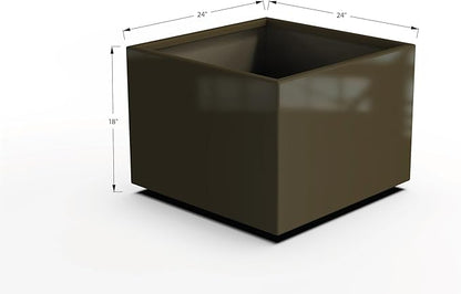 Plantercraft Powder-Coated Aluminum Planter Box - Square Cube - Metal All Weather | Indoor Outdoor | Made in USA | Fully Assembled