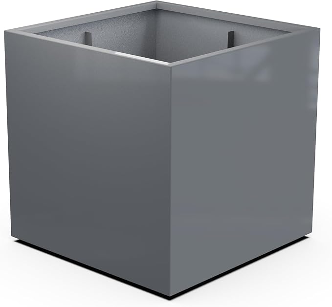 Plantercraft Powder-Coated Aluminum Planter Box - Square Cube - Metal All Weather | Indoor Outdoor | Made in USA | Fully Assembled