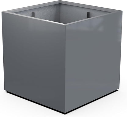 Plantercraft Powder-Coated Aluminum Planter Box - Square Cube - Metal All Weather | Indoor Outdoor | Made in USA | Fully Assembled