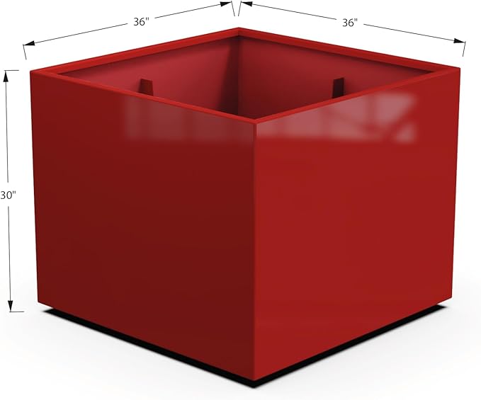 Plantercraft Powder-Coated Aluminum Planter Box - Square Cube - Metal All Weather | Indoor Outdoor | Made in USA | Fully Assembled