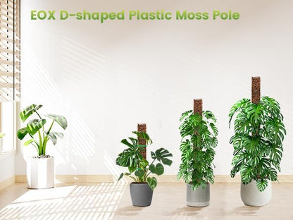 EOX 6 Pack 24" x2 + 36" x2 + 48" x2 Plastic Moss Pole for Monstera, Large D Shaped Poles for Climbing Plants Work with Sphagnum Moss, 210 Inch Total
