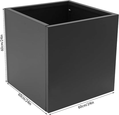 LOYALHEARTDY Steel Planter Box, 24" x 24" x 24" Square Planter Metal Box Tall Planters Heavy Duty Plant Boxes for Indoor Outdoor Tall Plants, Flowers or Shrubs (Black, 24" x 24" x 24")