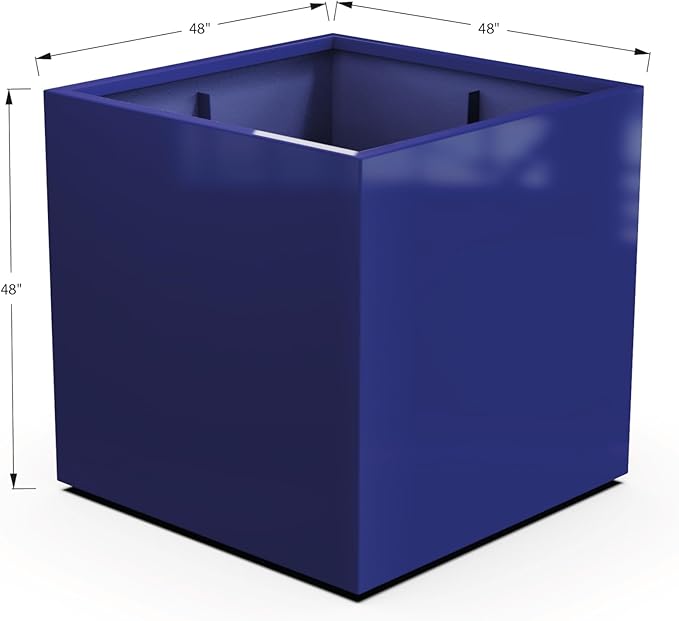 Plantercraft Powder-Coated Aluminum Planter Box - Square Cube - Metal All Weather | Indoor Outdoor | Made in USA | Fully Assembled
