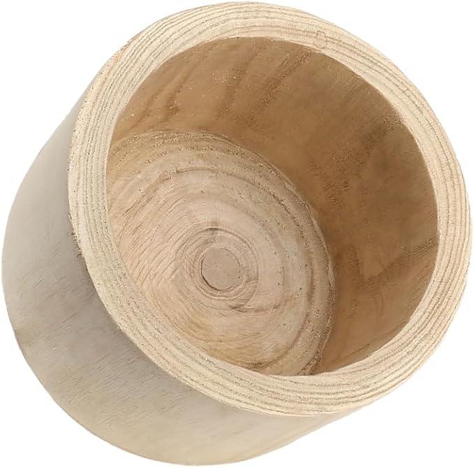 CYS EXCEL 8.25'' Natural Cylinder Planter Lightweight Natural Wood Cachepot for Indoor Plants, Succulents, Herbs, Home & Office Decor