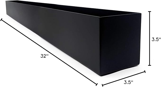 Buhbo Modern Black Trough Rectangular Planter - 32 in, Steel, Indoor Use, Contemporary Design, Succulents & Small Plants