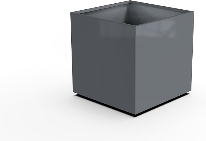 Plantercraft Powder-Coated Aluminum Planter Box - Square Cube - Metal All Weather | Indoor Outdoor | Made in USA | Fully Assembled