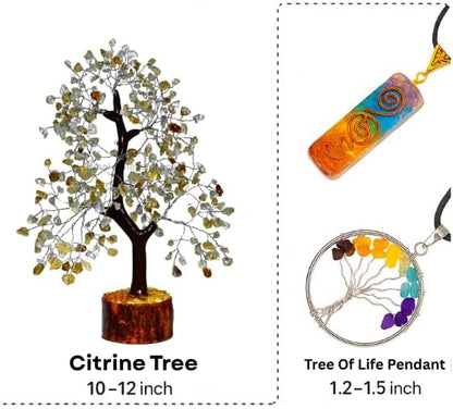 GEMSCITE Citrine Silver Wire Artificial Tree – Handcrafted Gemstone Tree for Positivity, Abundance & Home Décor