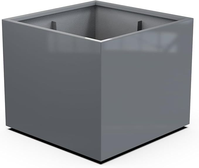 Plantercraft Powder-Coated Aluminum Planter Box - Square Cube - Metal All Weather | Indoor Outdoor | Made in USA | Fully Assembled