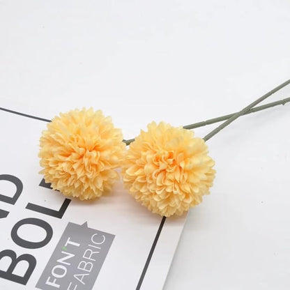 Artificial Flowers Chrysanthemum Ball Flowers 10pcs Bouquet Present for Important People Glorious Moral for Home Office Coffee House Deco Parties and Wedding(Yellow)