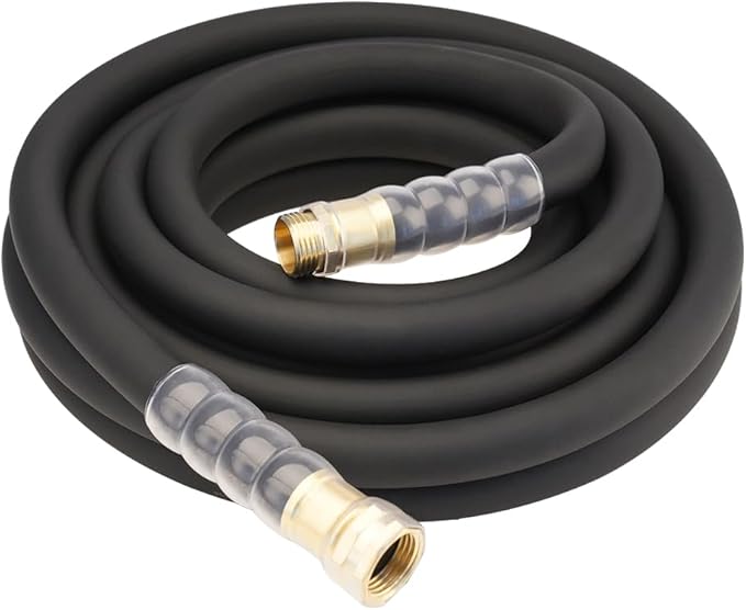 Heavy Duty Premium Garden Hose 25ft x 3/4", 300PSI Working, 1000PSI Burst, Hybrid Rubber Water Hose with Transparent Swivel Handle - Hot/Cold Water - Five Layered Braiding with Brass fittings (Black)
