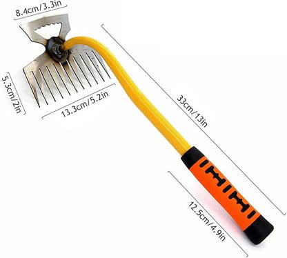 11 Teeth Portable Manganese Steel Weed Puller Tool， Uprooting Steel Hand Weeder Tool for Garden Yard Farm - Durable Manganese, Manual Multifunctional Weeding Artifact Kit (Yellow)