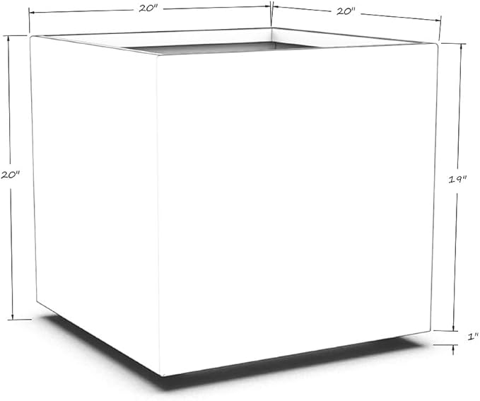 Plantercraft Powder-Coated Aluminum Planter Box - Square Cube - Metal All Weather | Indoor Outdoor Commercial Residential | Made in USA | Fully Assembled