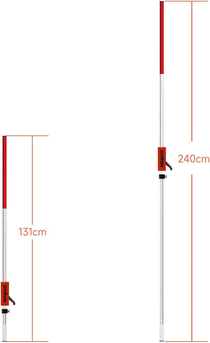 FT/CM Grade Rod for Laser Level, with Quick-Release Slider for Laser Receiver, 2.4m/7.9ft Adjustable Length Aluminum Laser Level Stick, DP2400