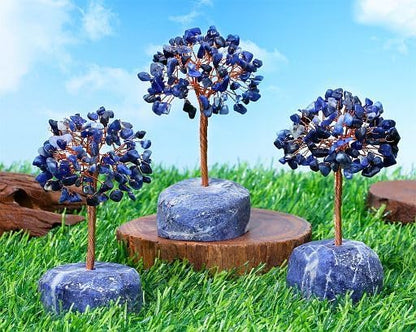 YATOJUZI Blue Sodalite Crystals Tree Natural Crystals Gemstones Base Copper Wire Tree of Life for Positive Energy Reiki Good Luck Home Office Desk Decor Spiritual Gifts Meditation