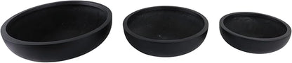 Set of 3 Decorative Resin Planter Pots – Minimalist Sleek Finish Design – Indoor Outdoor Plant Holders – Contemporary Modern Pot Set for Living Room, Entryway, Patio or Garden – 6", 5", 4", Black