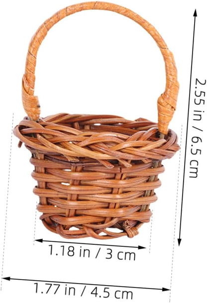 Miniature Rattan Flower Basket Mini Woven Basket Adorn for Dollhouse Decor Versatile Photo Prop Compact for Mini Flowers and Crafts