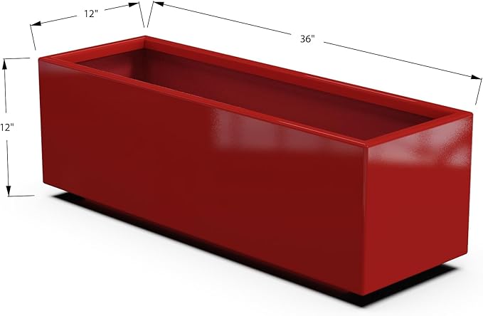 Plantercraft Powder-Coated Aluminum Planter Box - Rectangle - Metal All Weather | Indoor Outdoor | Made in USA | Fully Assembled