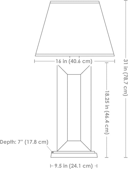 Sunnydaze Open Rectangle Side Table Lamp for Living Room - Slate Indoor or Outdoor Table Lamp - 31" H - Plug-in Electric