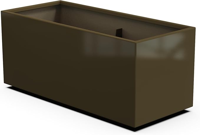 Plantercraft Powder-Coated Aluminum Planter Box - Rectangle - Metal All Weather | Indoor Outdoor | Made in USA | Fully Assembled