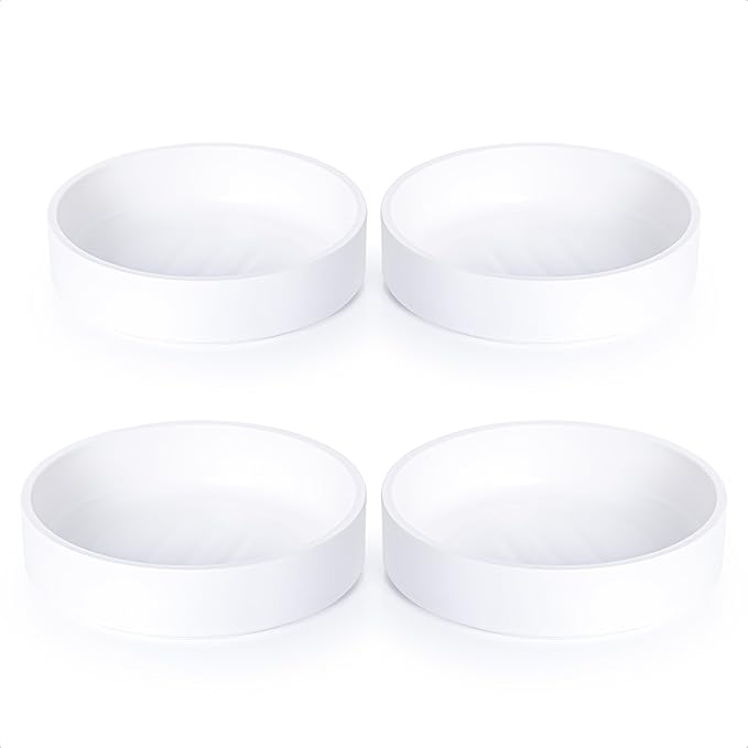 Phoenix Vine 6 Inch Plastic Plant Saucer Water Drip Tray, Heavy Sturdy Round Plant Drainage Tray for Indoors Outdoor, Set of 4, Matte White, 21-TY-6W-4