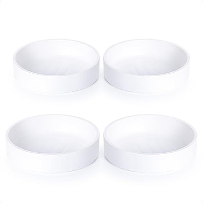 Phoenix Vine 6 Inch Plastic Plant Saucer Water Drip Tray, Heavy Sturdy Round Plant Drainage Tray for Indoors Outdoor, Set of 4, Matte White, 21-TY-6W-4