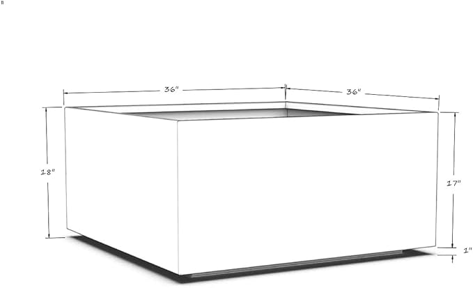 Plantercraft Powder-Coated Aluminum Planter Box - Square Cube - Metal All Weather | Indoor Outdoor Commercial Residential | Made in USA | Fully Assembled