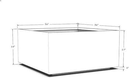 Plantercraft Powder-Coated Aluminum Planter Box - Square Cube - Metal All Weather | Indoor Outdoor Commercial Residential | Made in USA | Fully Assembled