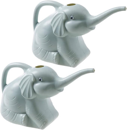 2pcs Adorable Elephant Watering Can with Long Spout Lightweight Plastic Garden Watering Pot for Indoor Outdoor Plants and Home Gardening