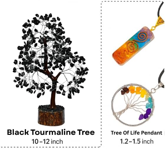 Black Tourmaline Crystal Tree with Silver Wire – Handcrafted Gemstone Tree for Protection, Grounding & Energy Cleansing