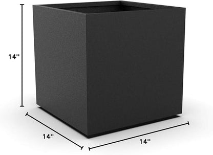 Plantercraft Powder-Coated Aluminum Planter Box - Square Cube - Metal All Weather | Indoor Outdoor Commercial Residential | Made in USA | Fully Assembled