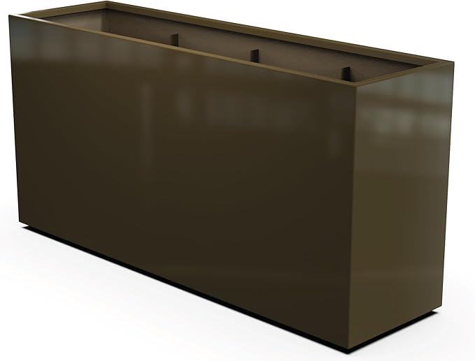 Plantercraft Powder-Coated Aluminum Planter Box - Rectangle - Metal All Weather | Indoor Outdoor | Made in USA | Fully Assembled