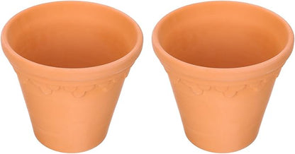 Gadpiparty 2pcs Terracotta Flowerpots with Drainage Rustic Clay Planter Bonsai Pots for Indoor Outdoor Gardening Succulents and Plants