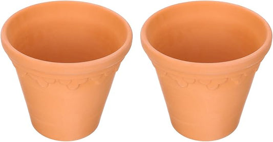 Gadpiparty 2pcs Terracotta Flowerpots with Drainage Rustic Clay Planter Bonsai Pots for Indoor Outdoor Gardening Succulents and Plants