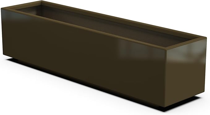 Plantercraft Powder-Coated Aluminum Planter Box - Rectangle - Metal All Weather | Indoor Outdoor | Made in USA | Fully Assembled