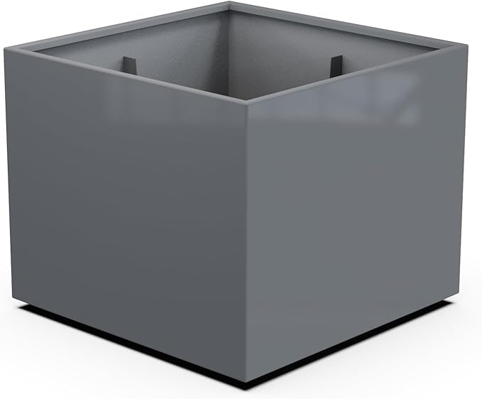 Plantercraft Powder-Coated Aluminum Planter Box - Square Cube - Metal All Weather | Indoor Outdoor | Made in USA | Fully Assembled