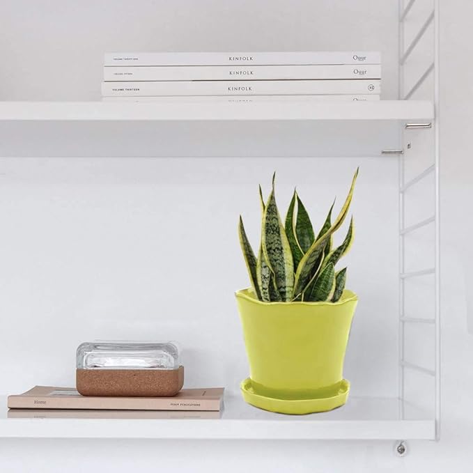 CHIVE ‘Tika’ Ceramic Planter Pot — Large 8" Succulent Pots for Indoor & Outdoor House Plants — Cute, Beautiful Modern Farmhouse Kitchen Decor — Bright Green