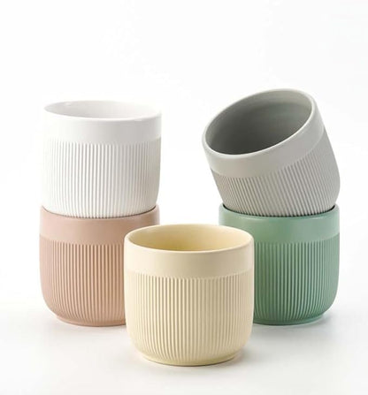 Ceramic 5.2+6.5 inch Planters, Modern Home and Office Flowerpot, Indoor and Outdoor Flowerpot with Drainage Hole (Yellow)