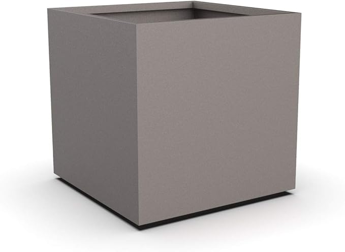 Plantercraft Powder-Coated Aluminum Planter Box - Square Cube - Metal All Weather | Indoor Outdoor Commercial Residential | Made in USA | Fully Assembled